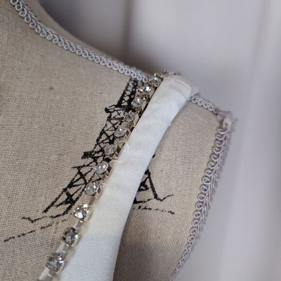 Ieena for Mac Duggal Sleeveless Crystal Scoop Neck Formal Wedding Dress White 2 - Picture 13 of 16